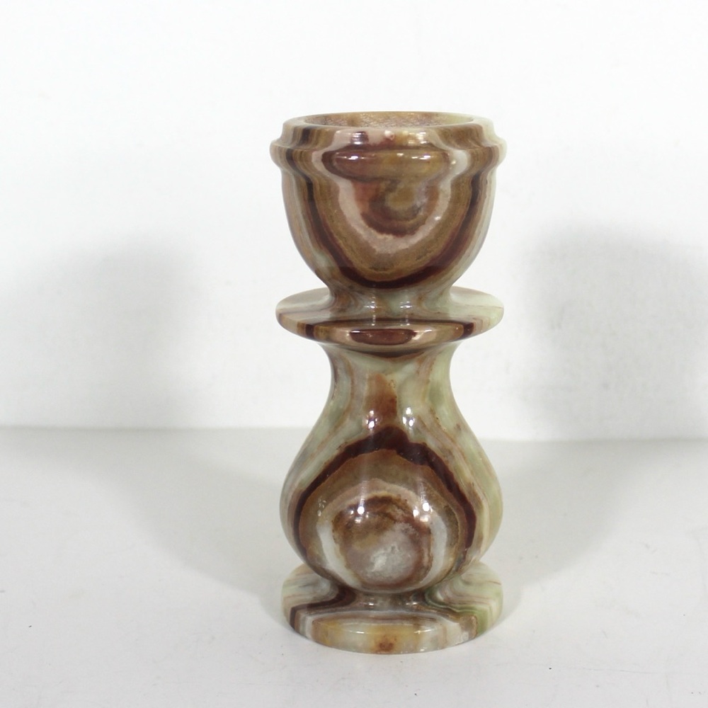 Vintage Onyx Marble Stone Candle Holder, Tea light Votive Amber, Natural, Brown